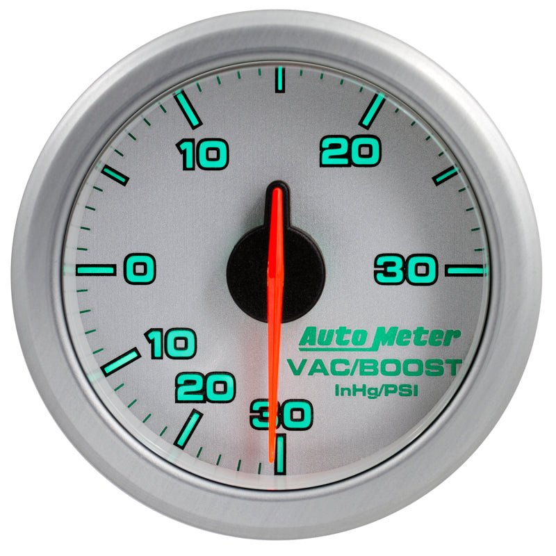 Autometer Airdrive 2 - 1/6in Boost/Vac Gauge 30in HG/30 PSI Silver Universal | 9159 - UL - JDMuscleBoost Gaugesatm9159-UL