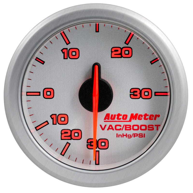 Autometer Airdrive 2 - 1/6in Boost/Vac Gauge 30in HG/30 PSI Silver Universal | 9159 - UL - JDMuscleBoost Gaugesatm9159-UL
