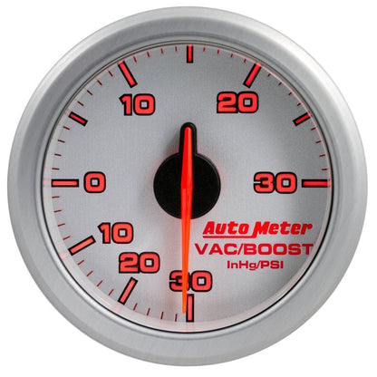 Autometer Airdrive 2 - 1/6in Boost/Vac Gauge 30in HG/30 PSI Silver Universal | 9159 - UL - JDMuscleBoost Gaugesatm9159-UL