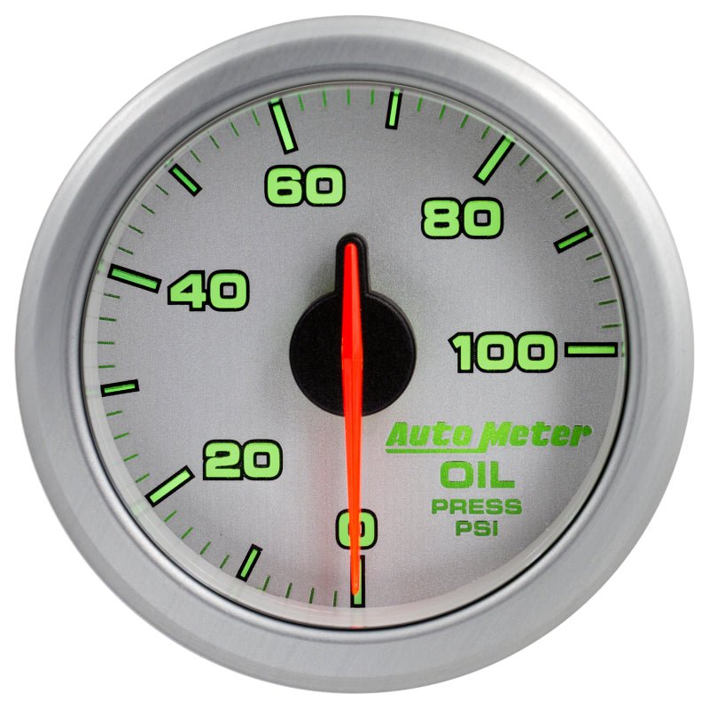 Autometer Airdrive 2 - 1/6in Oil Pressure Gauge 0 - 100 PSI Silver Universal | 9152 - UL - JDMusclePressure Gaugesatm9152-UL