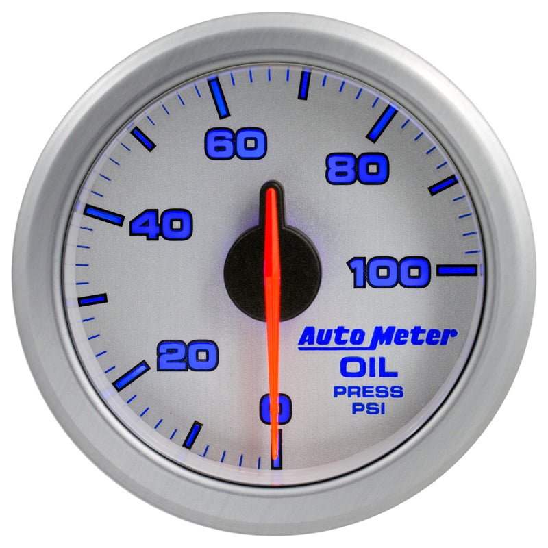 Autometer Airdrive 2 - 1/6in Oil Pressure Gauge 0 - 100 PSI Silver Universal | 9152 - UL - JDMusclePressure Gaugesatm9152-UL