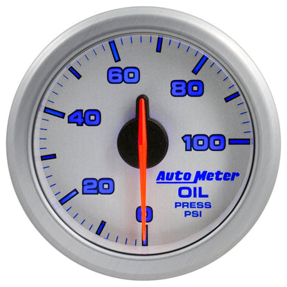 Autometer Airdrive 2 - 1/6in Oil Pressure Gauge 0 - 100 PSI Silver Universal | 9152 - UL - JDMusclePressure Gaugesatm9152-UL