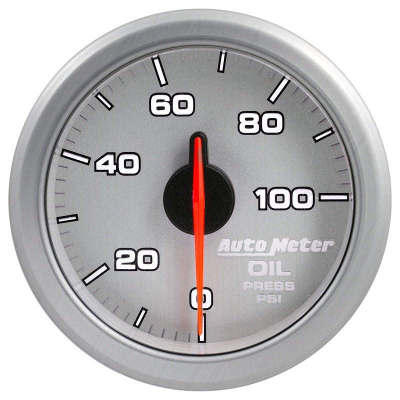Autometer Airdrive 2 - 1/6in Oil Pressure Gauge 0 - 100 PSI Silver Universal | 9152 - UL - JDMusclePressure Gaugesatm9152-UL