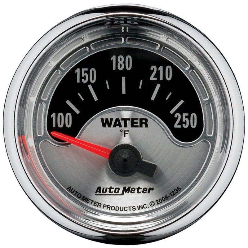 Autometer American Muscle 52mm Short Sweep Electric 250 Deg F Water Temperature Gauge Universal | 1236 - JDMuscleTemperature Gaugesatm1236