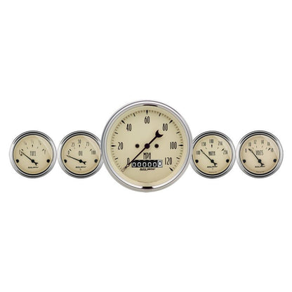 Autometer Antique Beige 5 Piece Kit 3 - 3/8in & 2 - 1/16 Electric Speedometer Gauges Universal | 1840 - JDMuscleMulti Gaugesatm1840