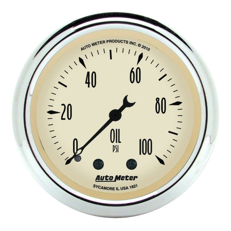Autometer Antique Beige 52.4mm 0 - 100 PSI Mechanical Oil Pressure Gauge Universal | 1821 - JDMusclePressure Gaugesatm1821