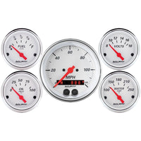 Autometer Arctic White 3 - 3/8in Electric Speedometer with 2 - 1/16in Volt / Water / Oil / Fuel Universal | 1350 - JDMuscleMulti Gaugesatm1350