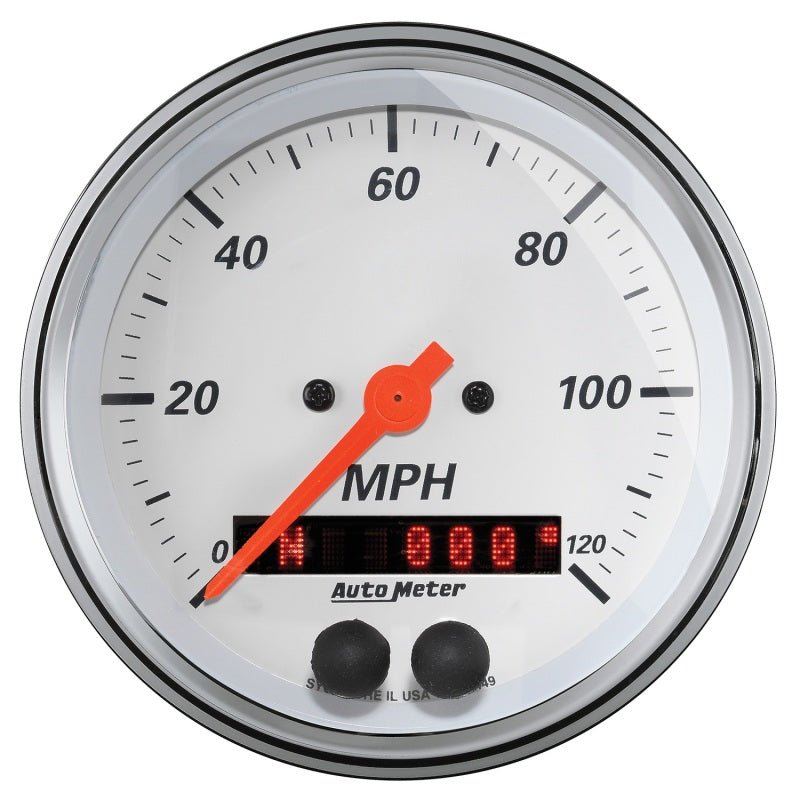 Autometer Arctic White 3 - 3/8in Electric Speedometer with 2 - 1/16in Volt / Water / Oil / Fuel Universal | 1350 - JDMuscleMulti Gaugesatm1350