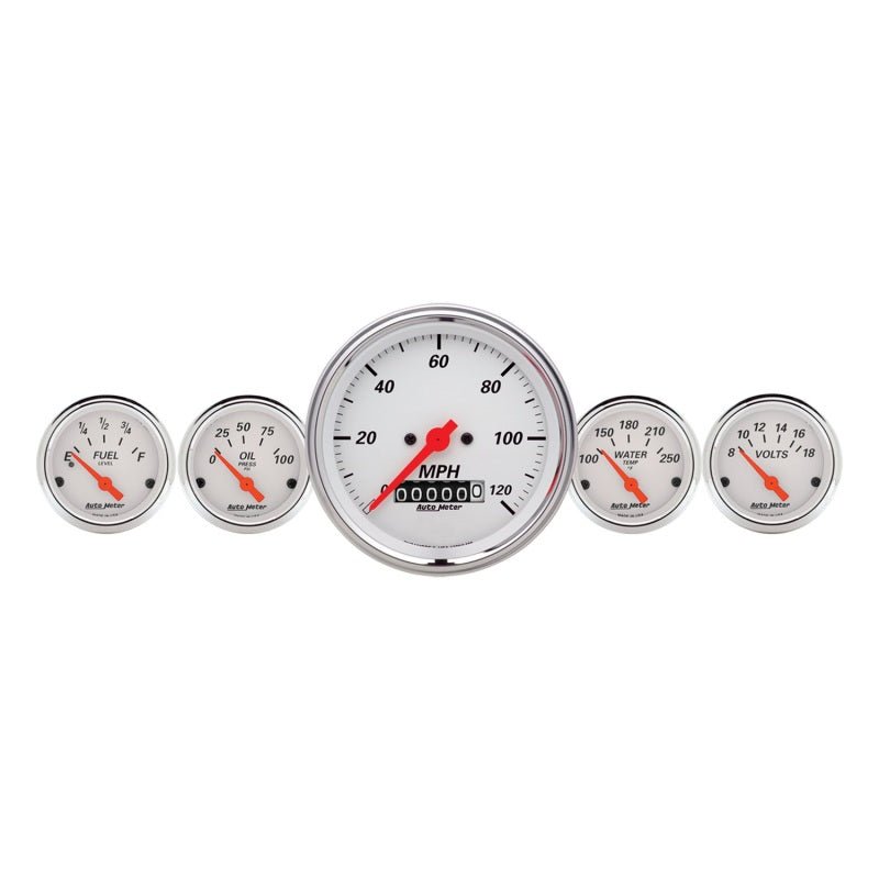 Autometer Arctic White 3 - 3/8in Electric Speedometer with Wheel Odometer/ 2 - 1/16in Oil Pressure Universal | 1340 - JDMuscleMulti Gaugesatm1340