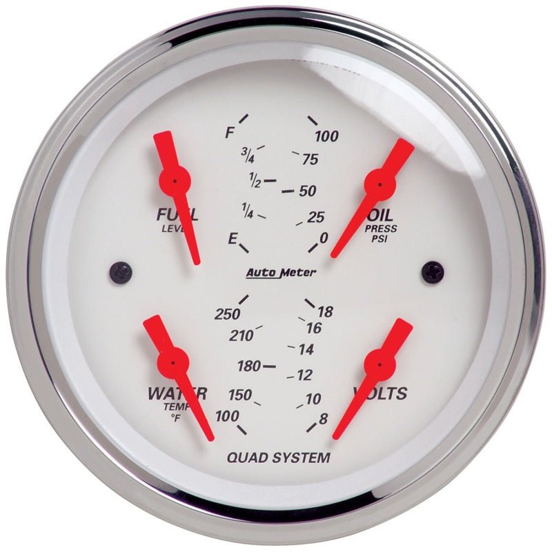Autometer Arctic White 3 - 3/8in Kit Box w/Elec Speedo Electric Oil Press Water Temp Volt Fuel Level Universal | 1308 - JDMuscleMulti Gaugesatm1308