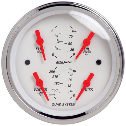 Autometer Arctic White 3 - 3/8in Kit Box w/Elec Speedo Electric Oil Press Water Temp Volt Fuel Level Universal | 1308 - JDMuscleMulti Gaugesatm1308