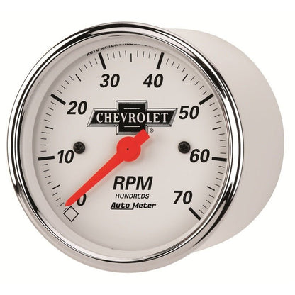 Autometer Arctic White GM 3 - 1/8in 7000RPM 4 6 8 Cyl Electrical Tachometer Gauge Universal | 1398 - 00408 - JDMuscleTachometersatm1398-00408