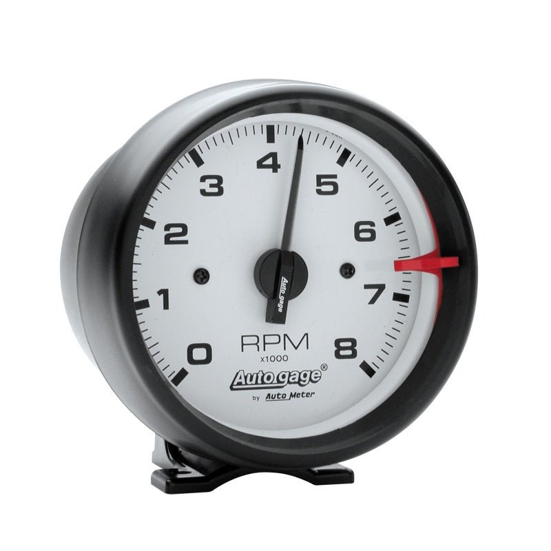 Autometer Autogage 3 - 3/4in Black with White Face 8,000 RPM Pedestal Mount Tachometer Universal | 2303 - JDMuscleTachometersatm2303
