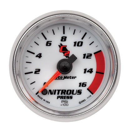Autometer C2 2in 0 - 1600 PSI Full Sweep Electronic Pressure Nitrous Gauge Universal | 7174 - JDMusclePressure Gaugesatm7174