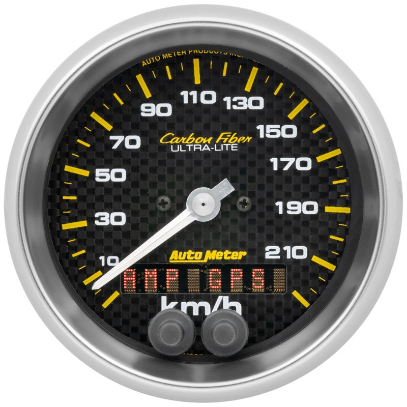 Autometer Carbon Fiber 3 - 3/8in. 0 - 225KM/H GPS Speedometer Gauge Universal | 4780 - M - JDMuscleMulti Gaugesatm4780-M