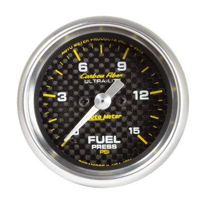 Autometer Carbon Fiber 52.4mm Full Sweep Electronic 0 - 15 PSI Fuel Pressure Gauge Universal | 4761 - JDMuscleFuel Pressure Regulator Gaugesatm4761