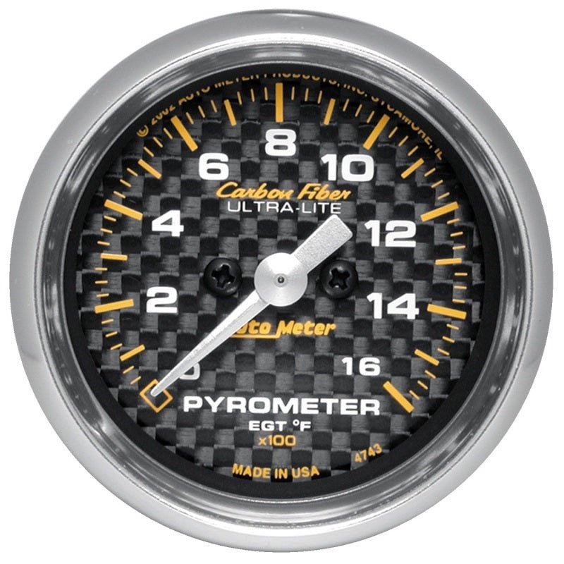Autometer Carbon Fiber EGT Exhaust Gas Temperature Gauge 52mm Universal | 4744 - JDMuscleEGT Gaugesatm4744