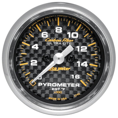 Autometer Carbon Fiber EGT Exhaust Gas Temperature Gauge 52mm Universal | 4744 - JDMuscleEGT Gaugesatm4744