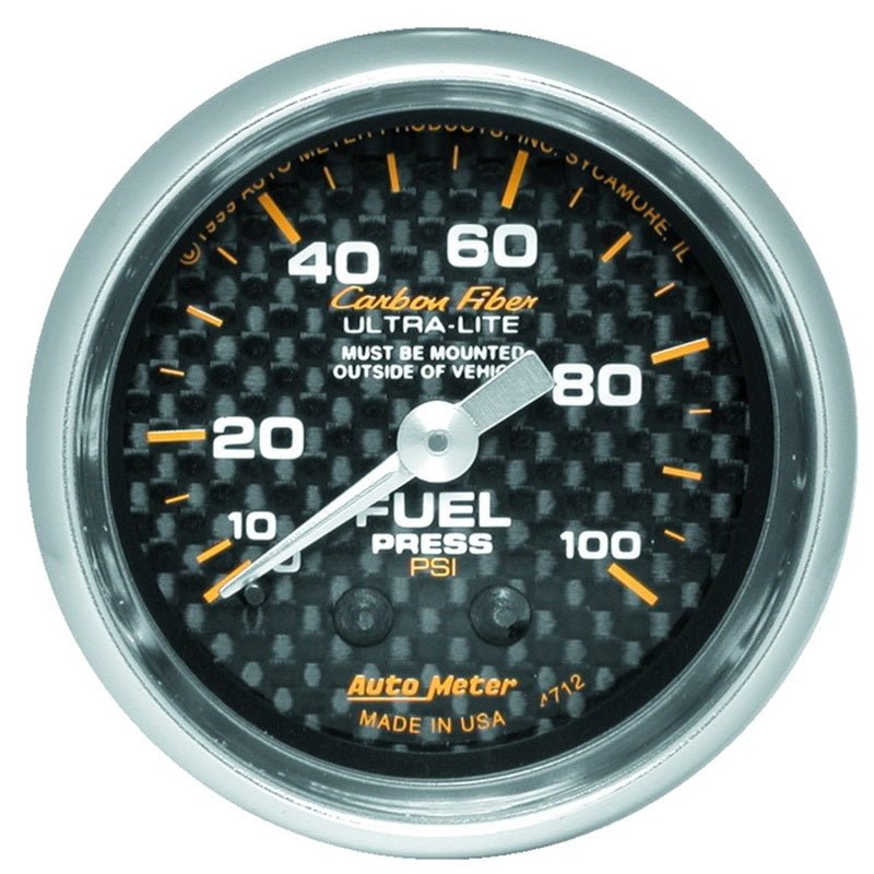 Autometer Carbon Fiber Fuel Pressure Gauge Mechanical 52mm Universal | 4712 - JDMuscleFuel Pressure Regulator Gaugesatm4712