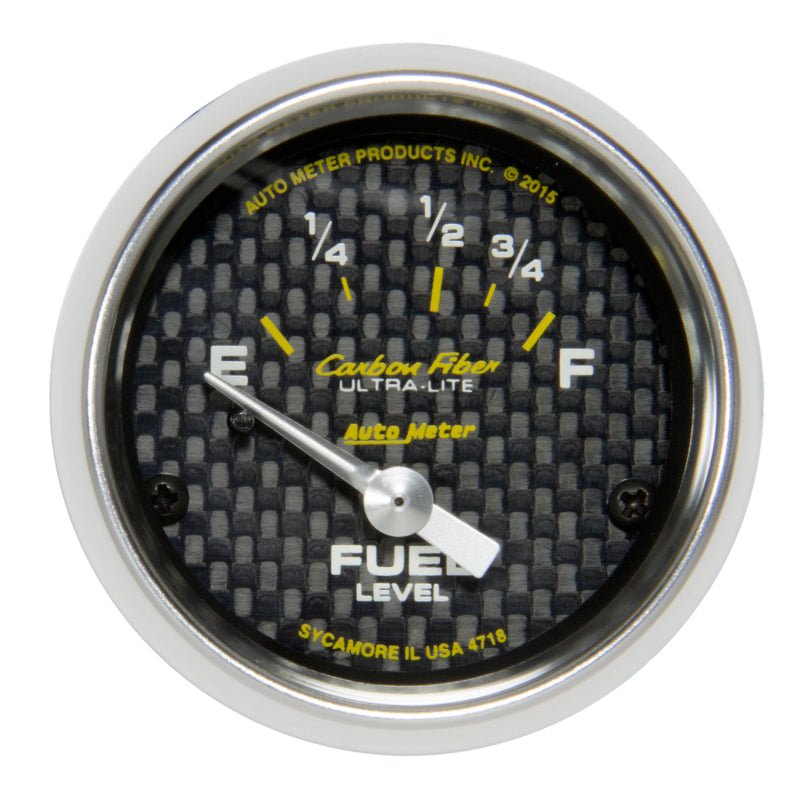 Autometer Carbon Fiber Gauge Fuel Level 2 1/16in 16e To 158f Elec Carbon Fiber Universal | 4718 - JDMuscleMulti Gaugesatm4718