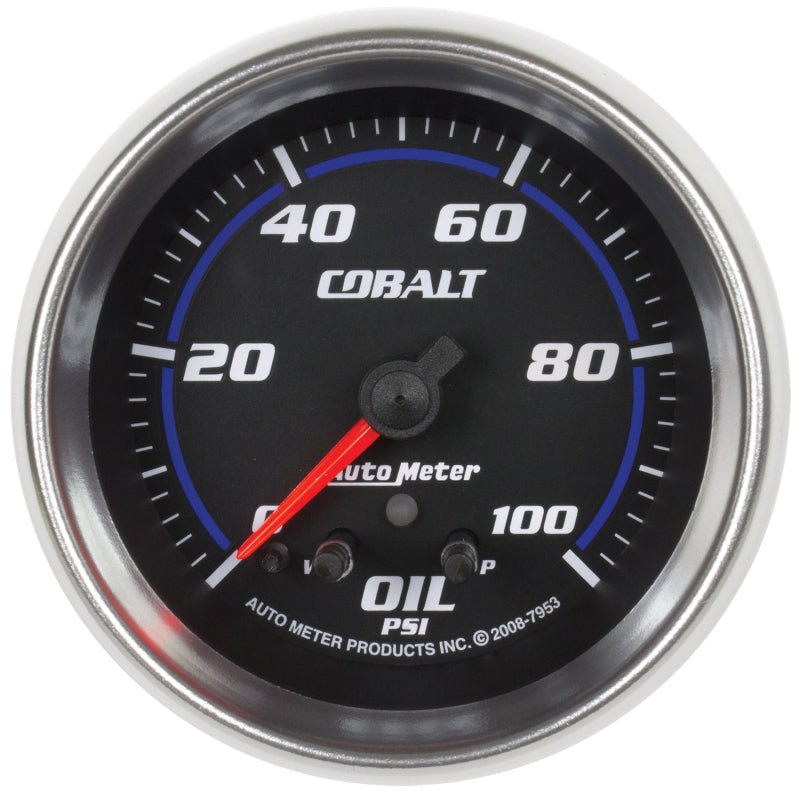 Autometer Cobalt Oil Pressure Gauge 2 5/8in 100PSI Stepper Motor w/ Peak & Warn Universal | 7953 - JDMusclePressure Gaugesatm7953