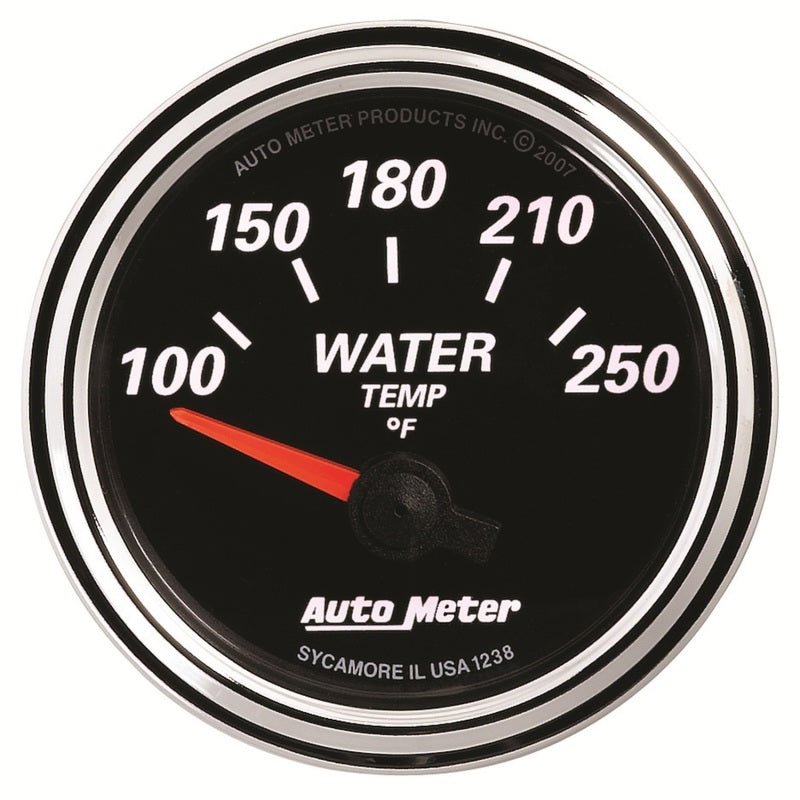Autometer Designer Black II 52mm 250 Deg F Water Temperature Gauge Universal | 1238 - JDMuscleTemperature Gaugesatm1238