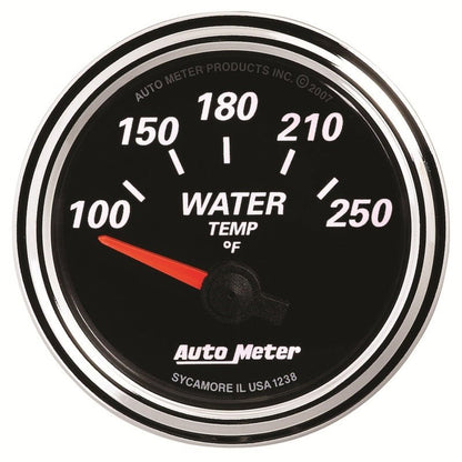 Autometer Designer Black II 52mm 250 Deg F Water Temperature Gauge Universal | 1238 - JDMuscleTemperature Gaugesatm1238