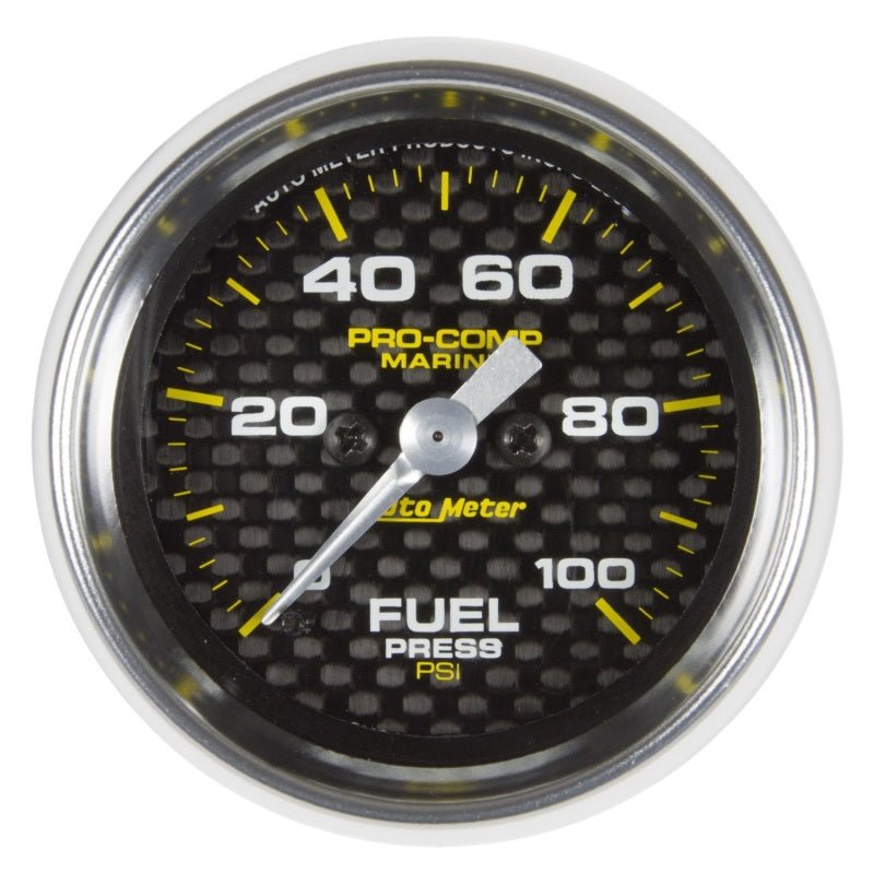 Autometer Marine Carbon Fiber 2 - 1/16in 100 PSI Digital Stepper Motor Fuel Pressure Gauge Universal | 200850 - 40 - JDMuscleFuel Pressure Regulator Gaugesatm200850-40