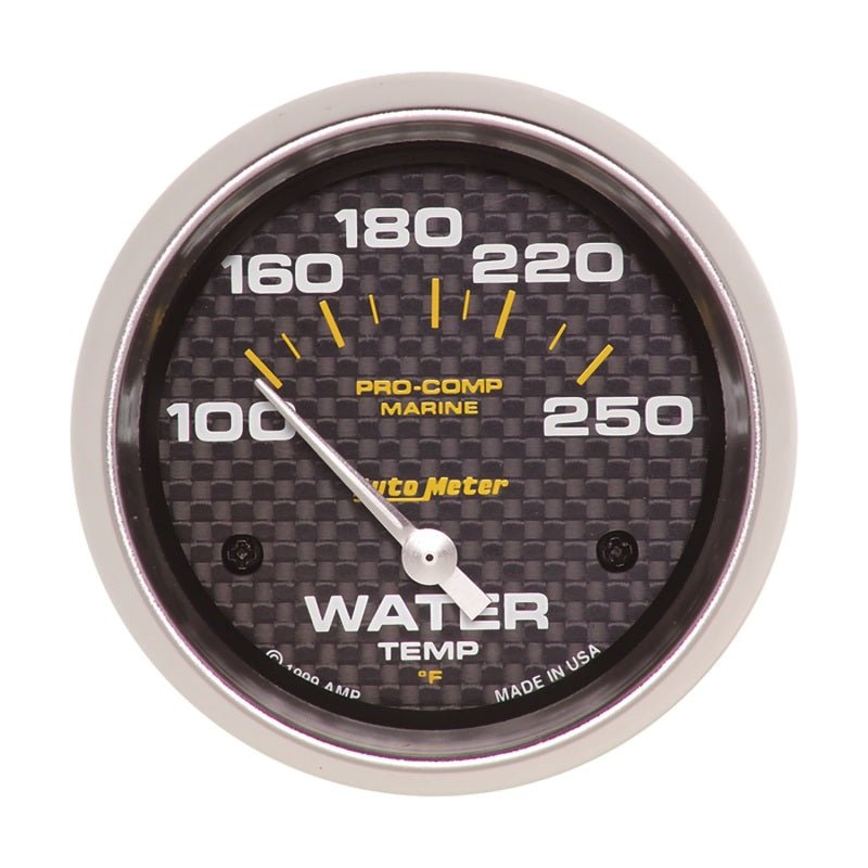 Autometer Marine Carbon Fiber 2 - 5/8in Electric Water Temperature Gauge 100 - 250 Deg F Universal | 200763 - 40 - JDMuscleTemperature Gaugesatm200763-40