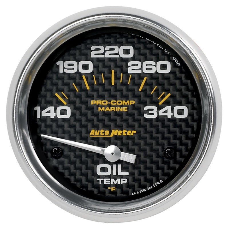 Autometer Marine Carbon Fiber Electric Oil Temperature Gauge 2 - 5/8in 140 - 300 Deg F Universal | 200765 - 40 - JDMuscleTemperature Gaugesatm200765-40