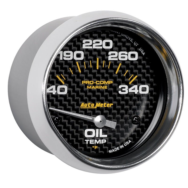 Autometer Marine Carbon Fiber Electric Oil Temperature Gauge 2 - 5/8in 140 - 300 Deg F Universal | 200765 - 40 - JDMuscleTemperature Gaugesatm200765-40