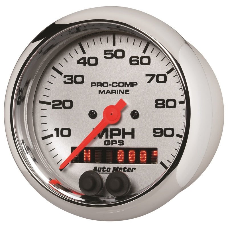 Autometer Marine Chrome 3 - 3/8in 100MPH GPS Speedometer Gauge Universal | 200636 - 35 - JDMuscleMulti Gaugesatm200636-35