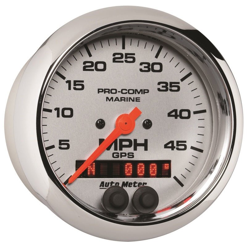 Autometer Marine Chrome Ultra - Lite 3 - 3/8in 50MPH GPS Speedometer Gauge Universal | 200635 - 35 - JDMuscleMulti Gaugesatm200635-35
