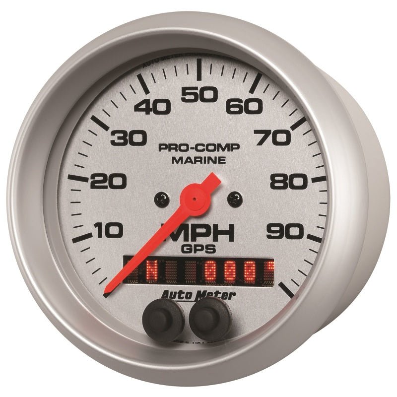Autometer Marine Silver 3 - 3/8in 100MPH GPS Speedometer Gauge Universal | 200636 - 33 - JDMuscleMulti Gaugesatm200636-33