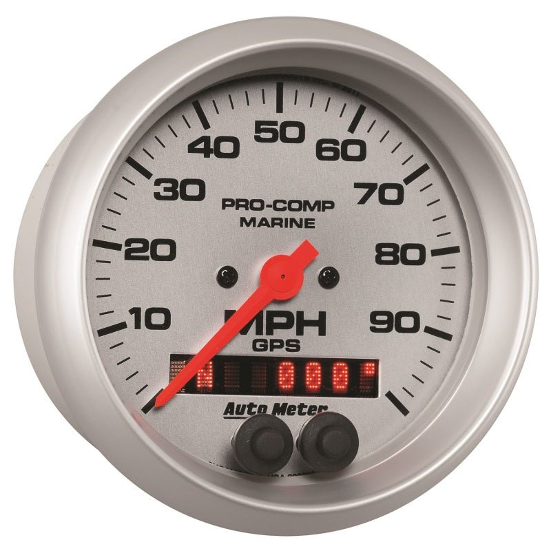 Autometer Marine Silver 3 - 3/8in 100MPH GPS Speedometer Gauge Universal | 200636 - 33 - JDMuscleMulti Gaugesatm200636-33