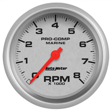 Autometer Marine Silver 3 - 3/8in 8k RPM Tachometer Universal | 200779 - 33 - JDMuscleTachometersatm200779-33