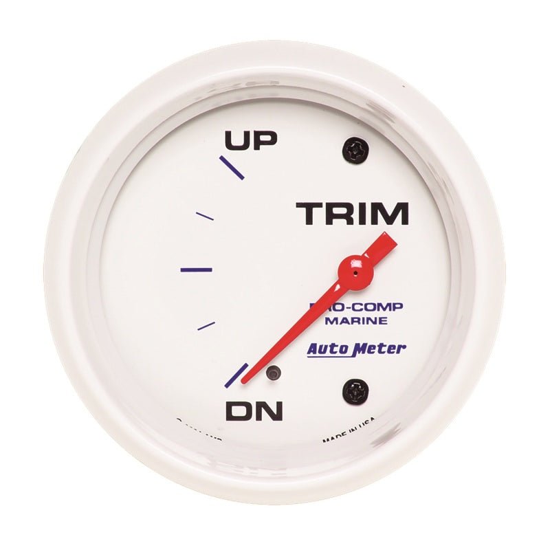 Autometer Marine White Gauge 2 - 5/8in Electric Trim Level Gauge 0OHM Down 90OHM Up Universal | 200767 - JDMuscleMulti Gaugesatm200767