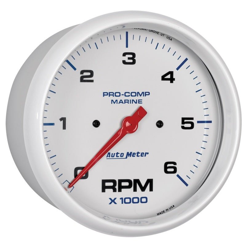 Autometer Marine White Ultra - Lite 5" In - Dash Tachometer 0 - 6K RPM Universal | 200750 - JDMuscleTachometersatm200750