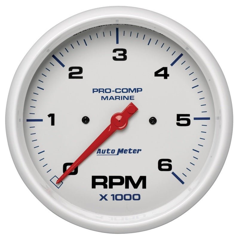Autometer Marine White Ultra - Lite 5" In - Dash Tachometer 0 - 6K RPM Universal | 200750 - JDMuscleTachometersatm200750