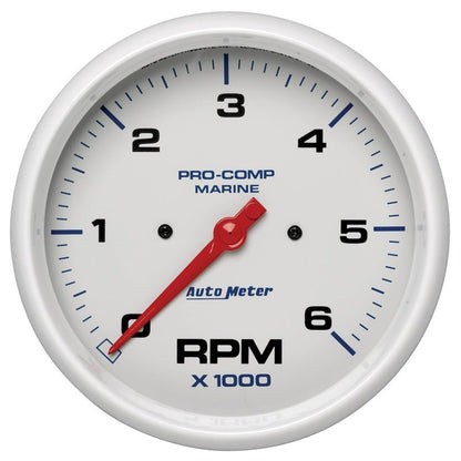 Autometer Marine White Ultra - Lite 5" In - Dash Tachometer 0 - 6K RPM Universal | 200750 - JDMuscleTachometersatm200750