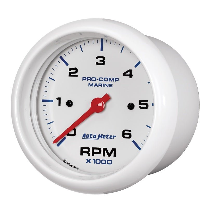 Autometer Marine White Ultra - Lite Gauge 3 - 3/8in Tachometer 6K RPM Universal | 200752 - JDMuscleTachometersatm200752