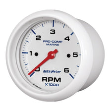 Autometer Marine White Ultra - Lite Gauge 3 - 3/8in Tachometer 6K RPM Universal | 200752 - JDMuscleTachometersatm200752