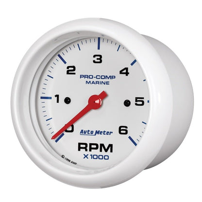 Autometer Marine White Ultra - Lite Gauge 3 - 3/8in Tachometer 6K RPM Universal | 200752 - JDMuscleTachometersatm200752