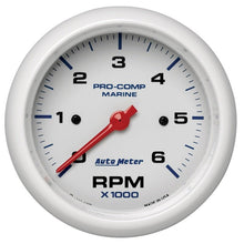 Autometer Marine White Ultra - Lite Gauge 3 - 3/8in Tachometer 6K RPM Universal | 200752 - JDMuscleTachometersatm200752