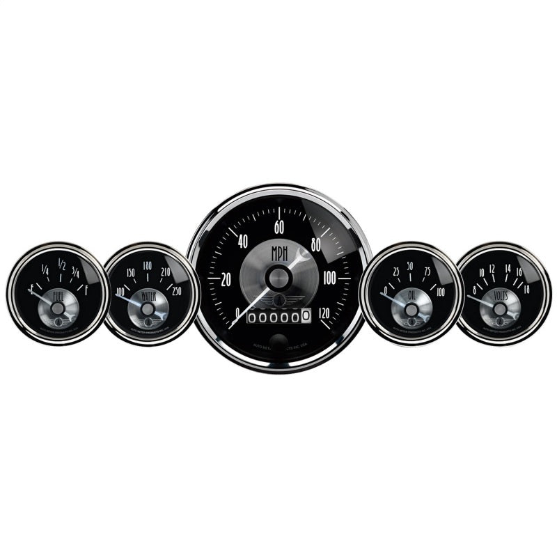 Autometer Prestige Series Black Diamond 3 - 3/8in Electric Speedometer 2 - 1/16in Elecrtric Oil Pressure Universal | 2003 - JDMusclePressure Gaugesatm2003