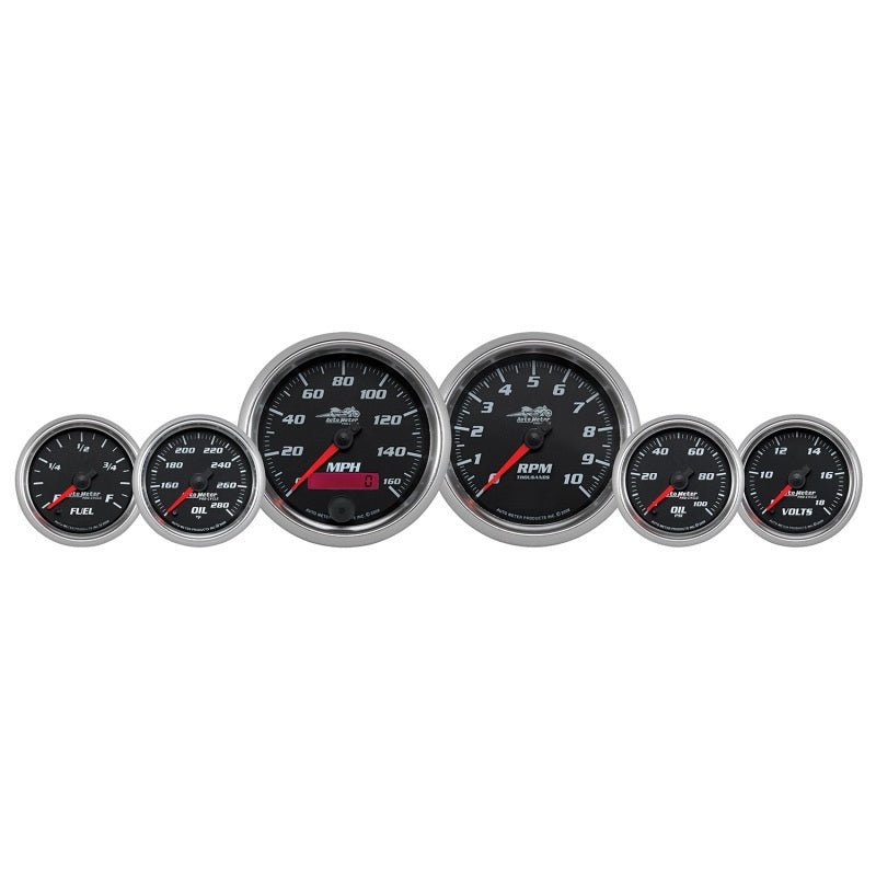 Autometer Pro - Cycle Gauge Kit 6 Pc. Kit 3 3/8in & 2 1/16in Bagger Black Universal | 19601 - JDMuscleMulti Gaugesatm19601