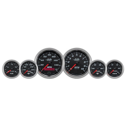 Autometer Pro - Cycle Gauge Kit 6 Pc. Kit 3 3/8in & 2 1/16in Bagger Black Universal | 19601 - JDMuscleMulti Gaugesatm19601