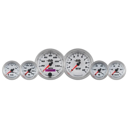 Autometer Pro - Cycle Gauge Kit 6 Pc. Kit 3 3/8in & 2 1/16in Bagger White Universal | 19701 - JDMuscleMulti Gaugesatm19701