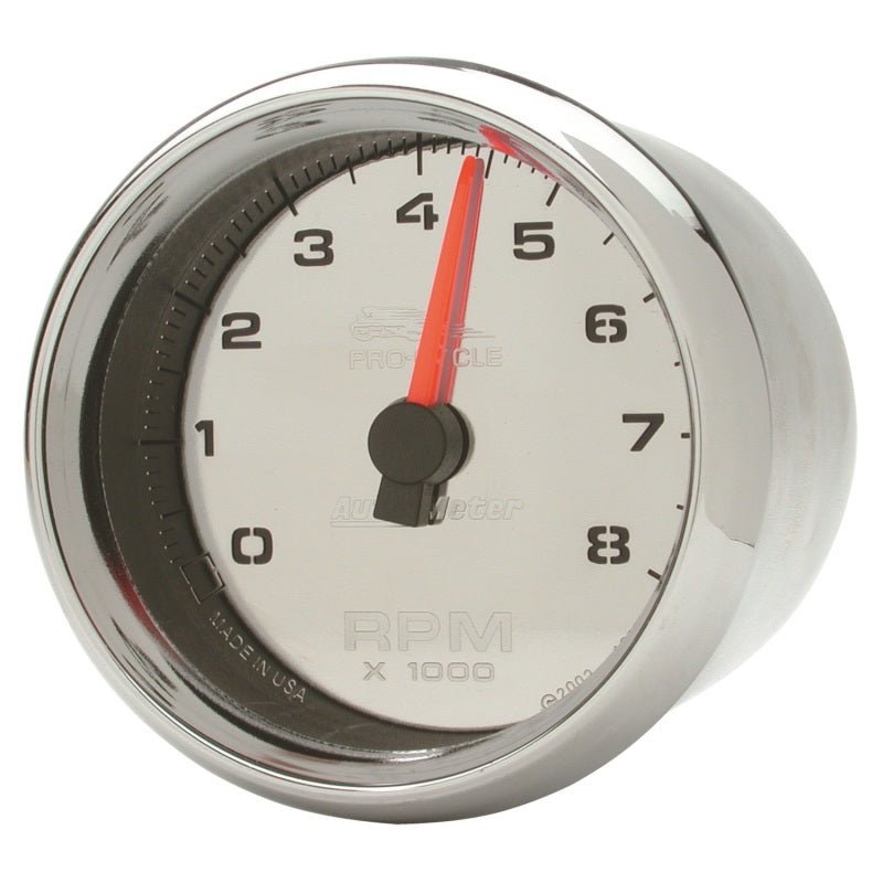 Autometer Pro - Cycle Gauge Tachometer 2 - 5/8in 8K Rpm 2&4 Cylinder Chrome Universal | 19308 - JDMuscleTachometersatm19308