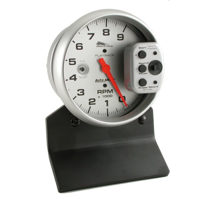 Autometer Pro - Cycle Gauge Tachometer 5in 9K Rpm Pedestal W/ Rpm Playback Silver Universal | 19264 - JDMuscleTachometersatm19264